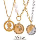 Cast Portrait Queen Coin Pendant Necklace Charm