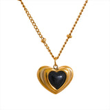 Stainless Steel Heart Pendant Charm Necklace Romantic Jewelry Gift