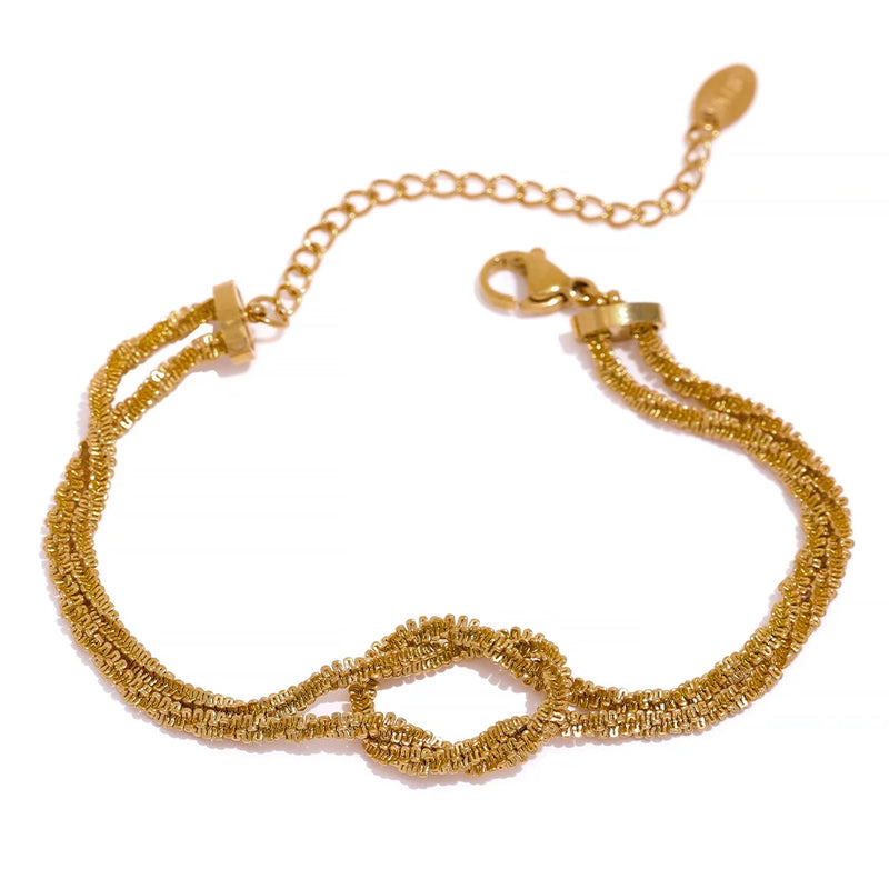 Stainless Steel Gypsophila Knot Cuff Bracelet 18k Plated Bangle Bijoux