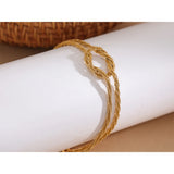 Stainless Steel Gypsophila Knot Cuff Bracelet 18k Plated Bangle Bijoux