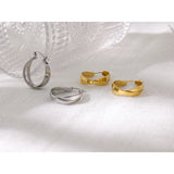 Charm Metal Layered Round Hoop Earrings Stainless Steel 18 K Plated