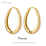 Geometric Texture Hoop Earrings Plated Statement Party Gift Jewelry