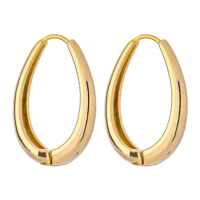 Geometric Texture Hoop Earrings Plated Statement Party Gift Jewelry