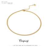 Geometric Snake Chain Necklace Stainless Steel Jewelry Golden Metal Texture