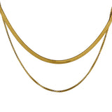 Geometric Snake Chain Necklace Stainless Steel Jewelry Golden Metal Texture