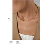 Geometric Snake Chain Necklace Stainless Steel Jewelry Golden Metal Texture