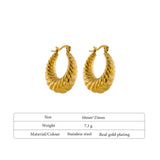 Stainless Steel Croissant Hoop Earrings 18K Round Summer Jewelry Gift