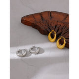 Stainless Steel Croissant Hoop Earrings 18K Round Summer Jewelry Gift