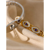 Evil Eye Stainless Steel Bangle Bracelet Zircon Waterproof Jewelry