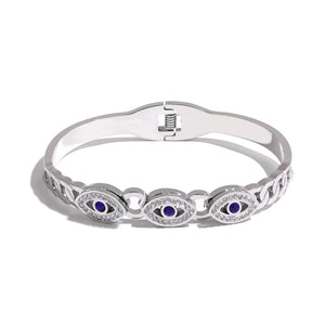 Evil Eye Stainless Steel Bangle Bracelet Zircon Waterproof Jewelry