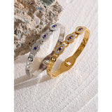 Evil Eye Stainless Steel Bangle Bracelet Zircon Waterproof Jewelry