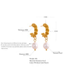 Twisted Texture Pearl Drop Earrings Golden PVD Waterproof Jewelry