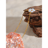 Shell Flower Pendant Necklace Gift Stainless Steel Chain Jewelry