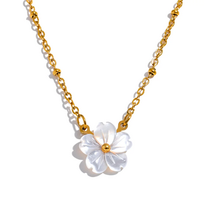 Shell Flower Pendant Necklace Gift Stainless Steel Chain Jewelry