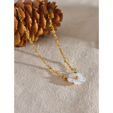 Shell Flower Pendant Necklace Gift Stainless Steel Chain Jewelry