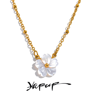 Shell Flower Pendant Necklace Gift Stainless Steel Chain Jewelry
