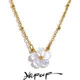 Shell Flower Pendant Necklace Gift Stainless Steel Chain Jewelry