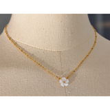 Shell Flower Pendant Necklace Gift Stainless Steel Chain Jewelry