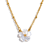 Shell Flower Pendant Necklace Gift Stainless Steel Chain Jewelry