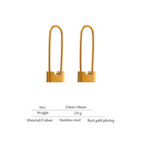 Lock Hoop Earrings Stainless Steel Texture Jewelry Women Gift