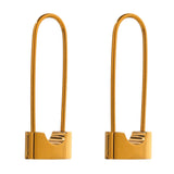 Lock Hoop Earrings Stainless Steel Texture Jewelry Women Gift