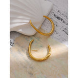Stainless Steel Big Golden Stud Earrings Water Proof Statement Jewelry