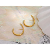 Stainless Steel Big Golden Stud Earrings Water Proof Statement Jewelry