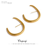 Stainless Steel Big Golden Stud Earrings Water Proof Statement Jewelry