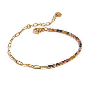 Colorful CZ Bracelet Bangle 18K Plated Women