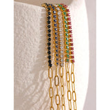 Colorful CZ Bracelet Bangle 18K Plated Women