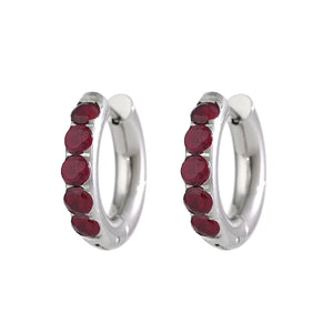 Colorful Crystal Huggie Earrings Stainless Steel Golden Unusual Hoops