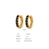 Colorful Crystal Huggie Earrings Stainless Steel Golden Unusual Hoops