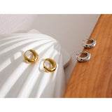 Colorful CZ Round Huggie Earrings Stainless Steel Golden