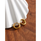 Colorful CZ Round Huggie Earrings Stainless Steel Golden