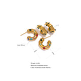 Colorful CZ Stainless Steel Hoop Earrings Women Charm Jewelry