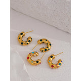 Colorful CZ Stainless Steel Hoop Earrings Women Charm Jewelry