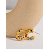 Colorful CZ Stainless Steel Hoop Earrings Women Charm Jewelry