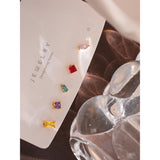 Colorful CZ Stud Earrings Set Geometric Metal Jewelry