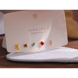 Colorful CZ Stud Earrings Set Geometric Metal Jewelry