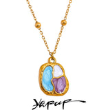 Enamel Geometric Pendant Stainless Steel Waterproof Charms Necklace