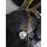 Enamel Geometric Pendant Stainless Steel Waterproof Charms Necklace