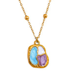 Enamel Geometric Pendant Stainless Steel Waterproof Charms Necklace