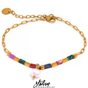 Colorful Stone Pearl Bracelet Y2K Charm Jewelry Women