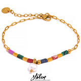 Colorful Stone Pearl Bracelet Y2K Charm Jewelry Women