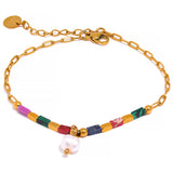 Colorful Stone Pearl Bracelet Y2K Charm Jewelry Women