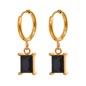 Sparkly CZ Hoop Earrings Stainless Steel Huggies