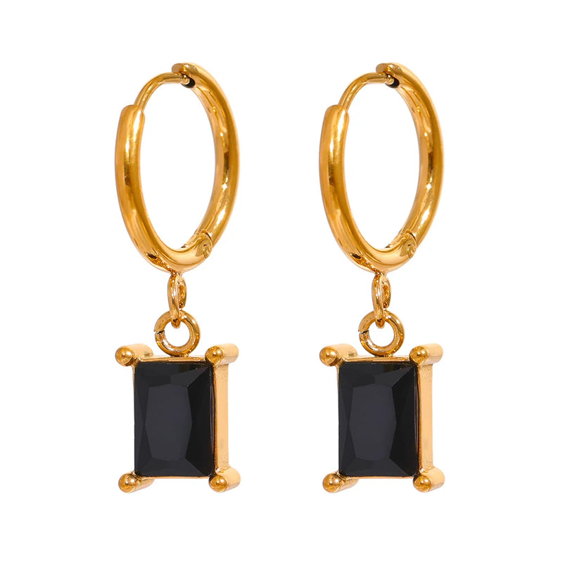 Sparkly CZ Hoop Earrings Stainless Steel Huggies