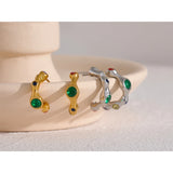 Colorful CZ Stainless Steel Earrings 18k Plated Waterproof Jewelry Women