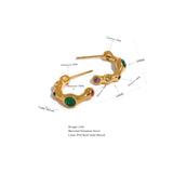 Colorful CZ Stainless Steel Earrings 18k Plated Waterproof Jewelry Women