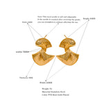 Metal Fan Stainless Steel Charm Golden Stud Earrings